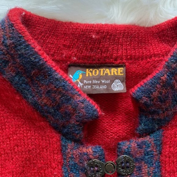 Vintage KOTARE Wool Cardigan New Zealand sz M - Picture 6 of 7
